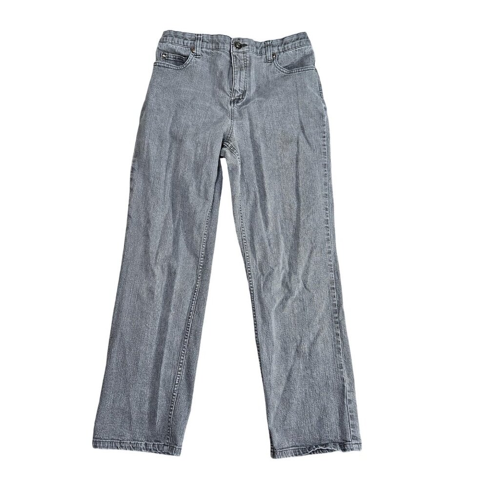 Denim & Co Jeans Womens 8P Gray Denim Straight Leg Tummy Panel Stretch Casual